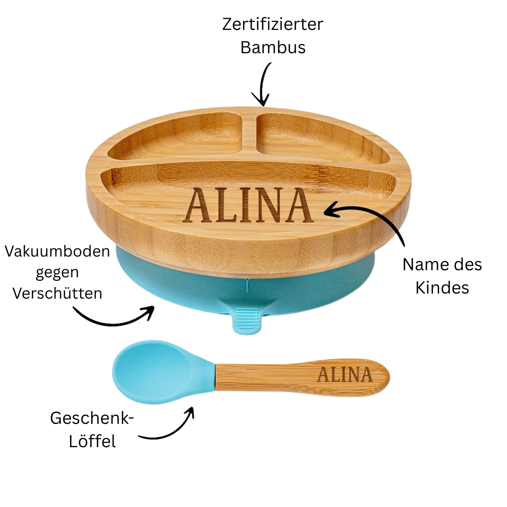 Bambusteller mit Löffel