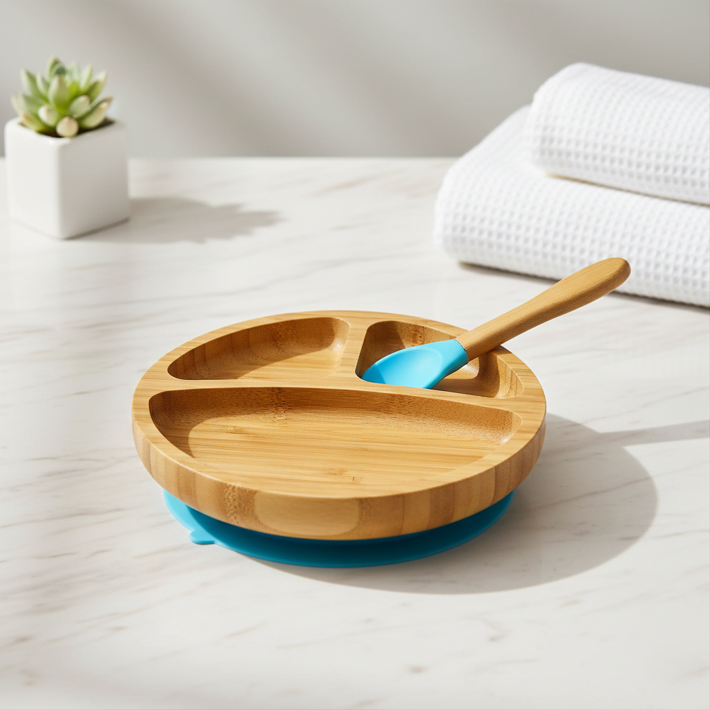 Bambusteller mit Löffel