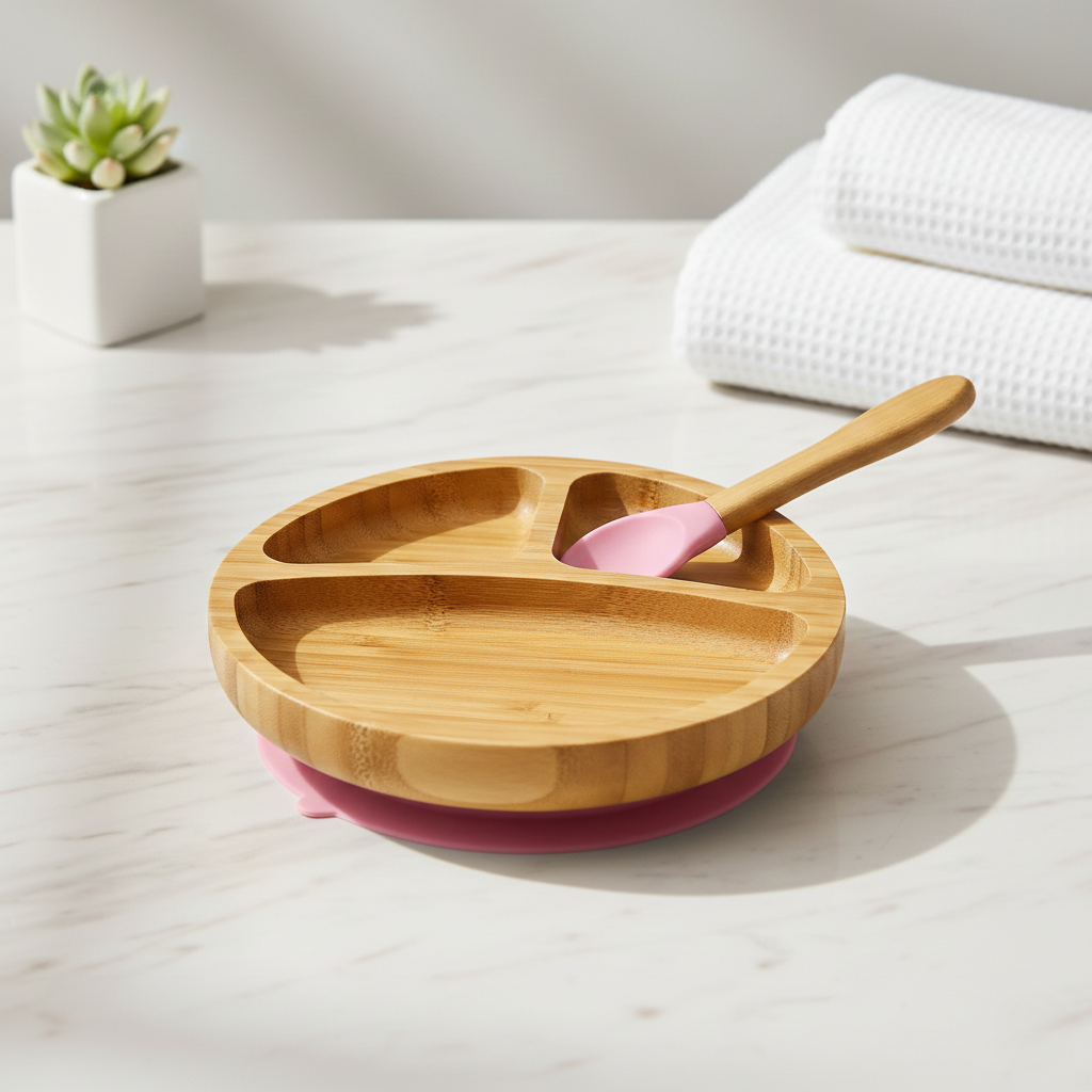 Bambusteller mit Löffel