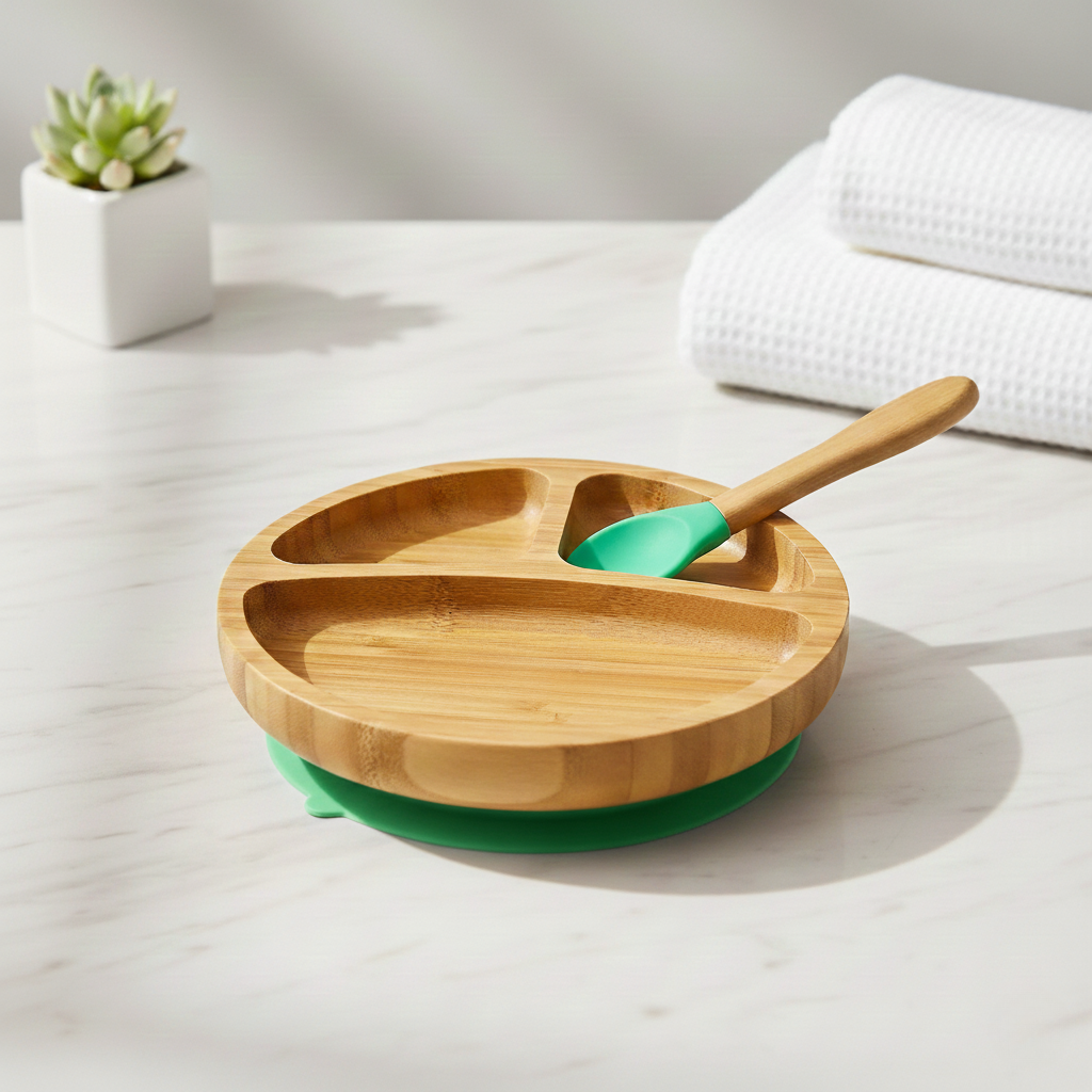 Bambusteller mit Löffel