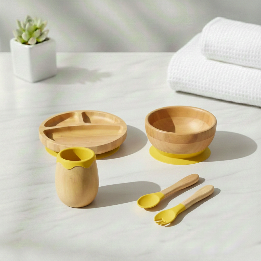 5-Teiliges Bambusset - Gelb